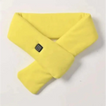Bright yellow plush electric heating scarf with black power button for adjustable warmth smart warmth fashion use