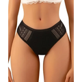 Black high waisted womens underwear featuring lace detailing on the sides for elegant and comfortable wear