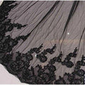 Black lace wedding veil with floral embroidery and beaded details on sheer fabric for photography accessories halloween