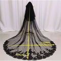 Black lace wedding veil with intricate floral embroidery and 3 meter square design for photography accessories halloween