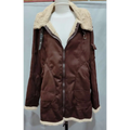 Brown suede bomber jacket with cream shearling trim paired with black leather winter jacket mens military fleece lining