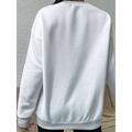 White oversized crewneck sweatshirt with ribbed cuffs and hem.