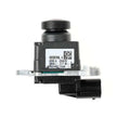 Black metal rear reversing camera module showing black plastic camera with metallic bracket and electrical connector on back side