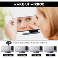 A sleek black mirror led projection digital alarm clock with adjustable brightness and slim frame with display screen