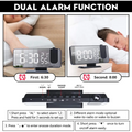 Black mirror led projection digital alarm clock with dual alarm function and sleek modern led display for time and temperature