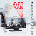 A sleek black mirror led projection digital alarm clock with reflective screen displaying time and temperature