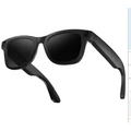 Black modern camera smart glasses with black frames dark lenses and a purple accent featuring a sleek modern design