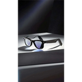 Black modern camera smart glasses with black frame sleek design and subtle blue tinted lenses for advanced use
