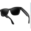 Black modern camera smart glasses with black frames dark lenses and a purple accent in a sleek modern design