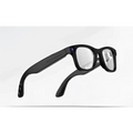 Black modern camera smart glasses with black frames and a subtle purple accent on the temple for discreet recording