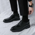 Black patent leather horsebit loafers male with glossy finish and thick soles ideal for male fashion formal wear