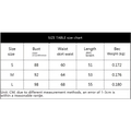 Size chart for black patent leather sexy corset bunny costume skirt showing measurements in centimeters for sizes s m and l