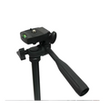 Black portable tripod universal digital camera bracket with adjustable legs and built-in level indicator
