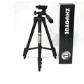 Black portable tripod universal digital camera bracket with adjustable legs and handle on the head for stability