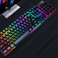 Black t-wolf gaming keyboard with vibrant rainbow backlighting a luminous wired keyboard for gaming usb use