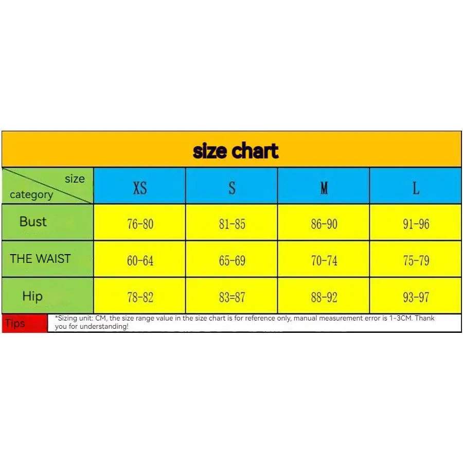 Yellow and blue size chart with black text for bust waist and hip measurements of rhinestone elegant slim bandage evening dress