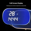 Black rose gold automatic intelligent foam soap dispenser with blue digital display clock showing time and temperature