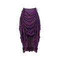 Deep purple satin black satin high waisted court irregular skirt with ruched draped design and asymmetrical hemline