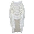 A flowing white satin skirt with ruched detailing and draped fabric for skirt character uniform court irregular skirt