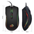 Black scorpion rgb luminous gaming mouse with textured grip and scorpion logo in black color for precise control