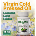 White plastic bottle of wxx black seed oil capsules with green label highlighting 15000 mg strength per serving