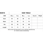 Size chart for black sequined elegant one-shoulder mini dress ba918 with measurements in centimeters and weight details