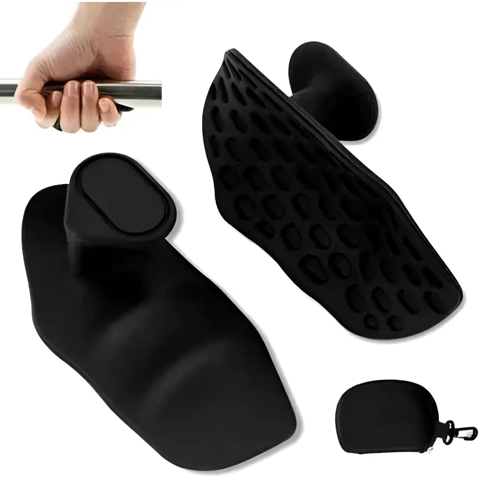 Black silicone golf grip strengthener spring grip covers with textured circular indentations for enhanced hold and flexibility