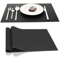 Black silicone placemat with a smooth matte finish heat resistant table mat in a 2 pack set