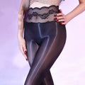 Black sheer silk romper stockings with glossy finish and red peony waist design made from premium 5d nylon