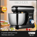 Black stand mixer sokany model sk-271 with silver stainless steel bowl ideal for cream blender and egg beater tasks