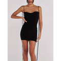 Black strapless mini dress with side ties in luxury women’s fashion perfect for elegant evening wear