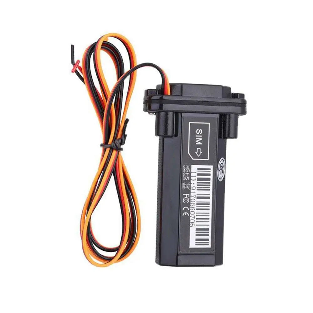 Black vehicle tracking gps locator with orange and black wiring bundled for vehicle tracking applications