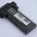 Black vehicle tracking gps locator showing black plastic tracker back with barcode sim card slot and regulatory markings for vehicle tracking applications