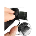 Black plastic hair comb with fabric-covered handle for black veil short lace headdress with floral embroidery