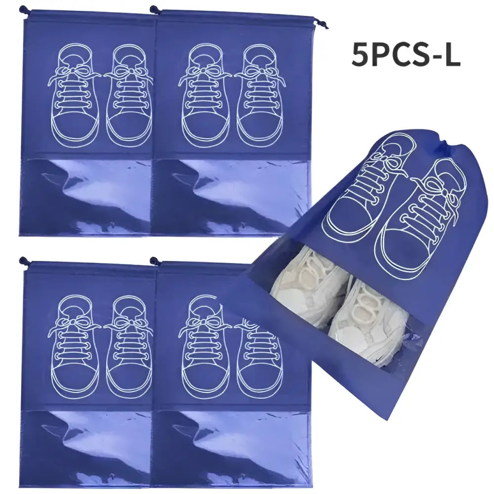 Black wall mounted portable women makeup bag with blue shoe storage bags and transparent front pockets