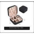 Black wall mounted portable women makeup bag with zippered black jewelry box and soft pink interior compartments