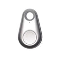 Silver metallic bluetooth lost object finder with teardrop shape and attachment hole for black water drop anti lost object use
