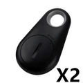 Black plastic bluetooth lost object finder with circular cutout and front button for anti lost object tracking