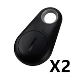 Black plastic bluetooth lost object finder with circular cutout and front button for anti lost object tracking