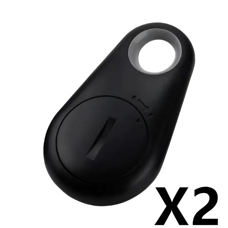 Black plastic bluetooth lost object finder with circular cutout and front button for anti lost object tracking