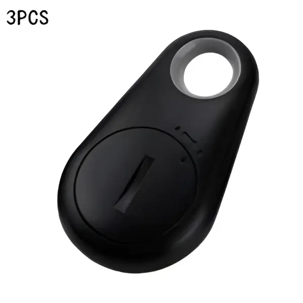 Black plastic bluetooth black water drop anti lost object finder with circular hole and front button for lost object finder use
