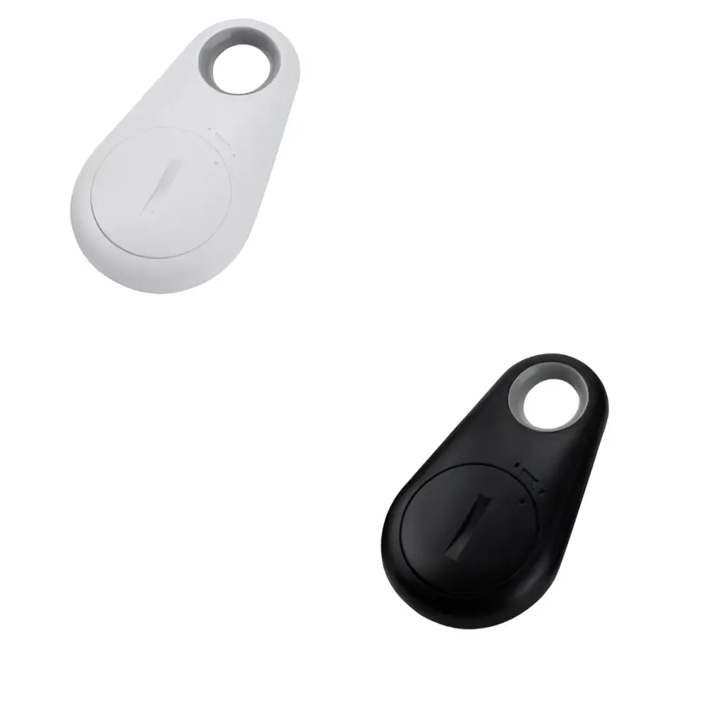 Black and white bluetooth lost object finder with sleek oval design and circular button for anti lost object use
