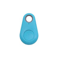 A sleek light blue silicone black water drop anti lost object finder bluetooth tracker with circular button and attachment hole
