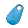 Blue plastic bluetooth lost object finder with circular hole and button in black water drop anti lost object device