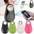 Black water drop anti lost object finder bluetooth tracker with sleek teardrop shape silver ring and circular button