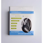 Black water drop anti lost object finder in white and blue packaging with black self portrait anti spoofing device