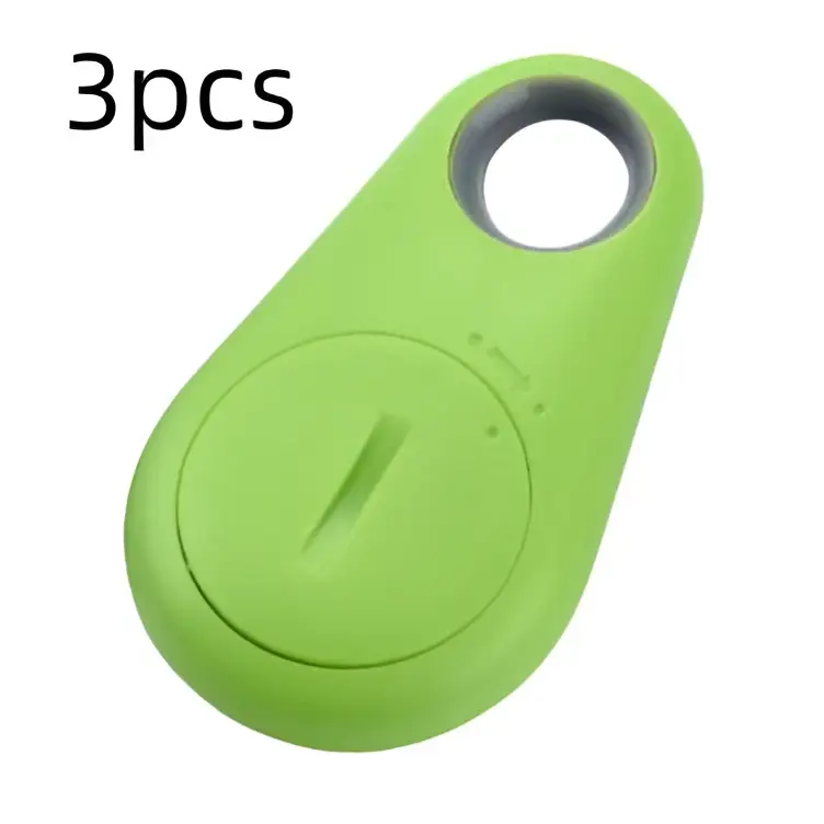 Bright lime green sleek plastic black water drop anti lost object finder with circular button and keyring hole