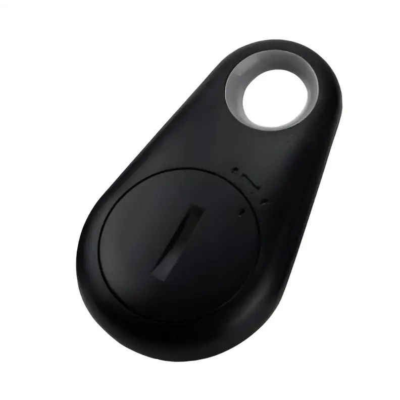 Black plastic bluetooth black water drop anti lost object finder with circular cutout and front button for lost object finder