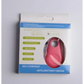 Pink oval-shaped self-portrait anti lost object finder in white and blue packaging for black water drop use-case
