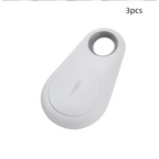White plastic bluetooth lost object finder with circular attachment hole for black water drop anti lost object use